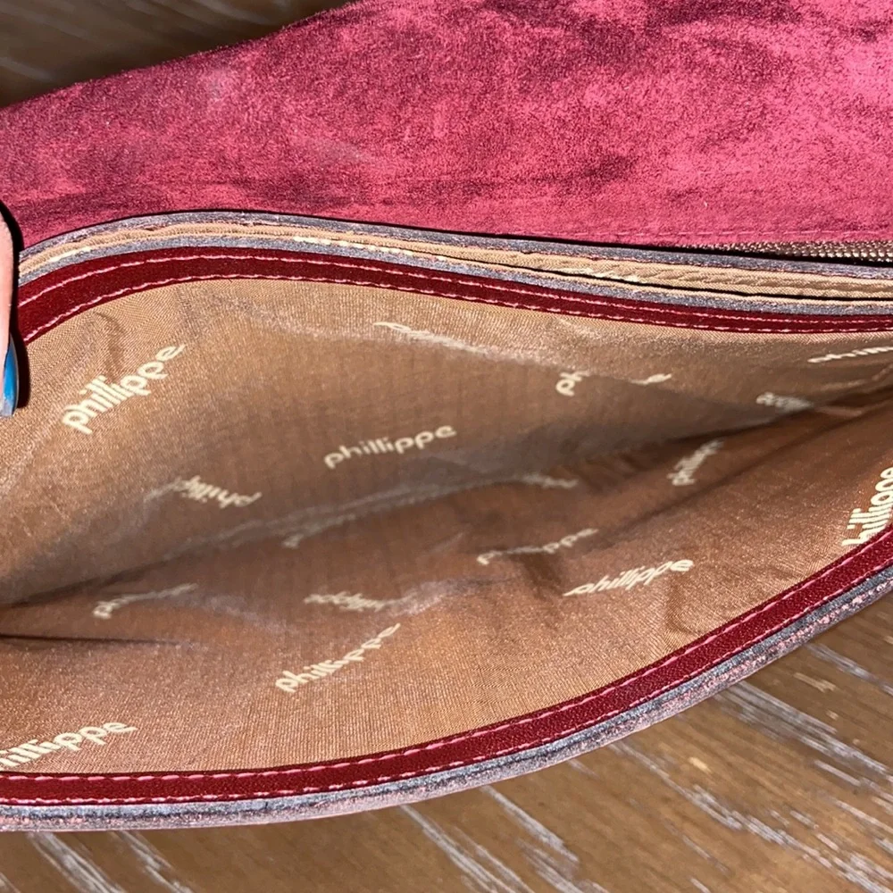 Philippe Oversized wristlet. Chocolate color with red under tone. - Picture 10 of 13
